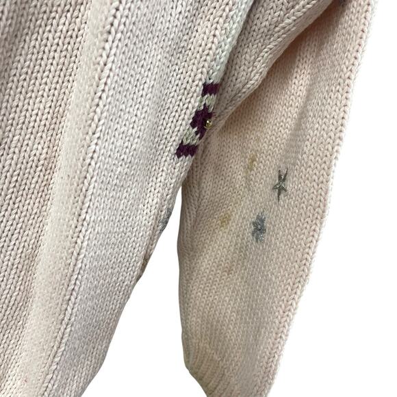 Not So Ugly Christmas Sweater Knitted Pastel Cardigan Santa Sleigh Horse Angel - Picture 13 of 13